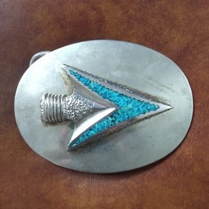 1980's Southwestern Crushed Turquoise Stone Inlay